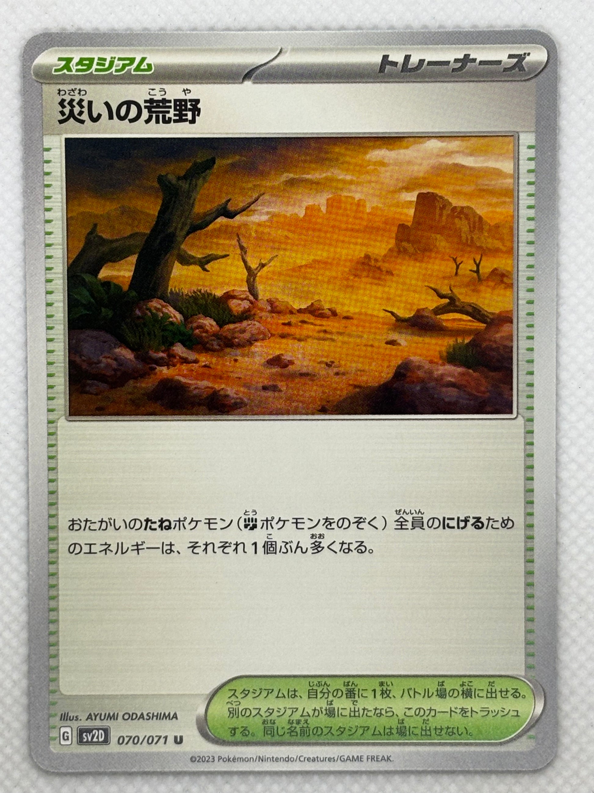 Badlands of Disaster card from the Clay Burst set, featuring a desolate and windy landscape.